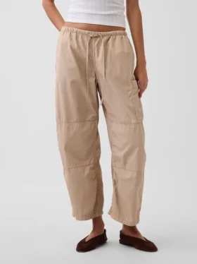 Pantaloni utility a gamba a botte in twill a vita media
