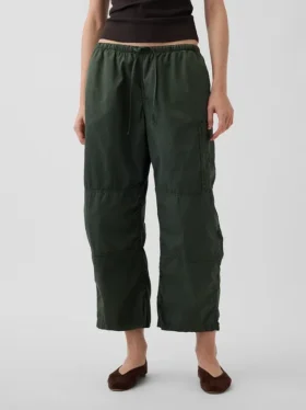 Pantaloni utility a gamba a botte in twill a vita media