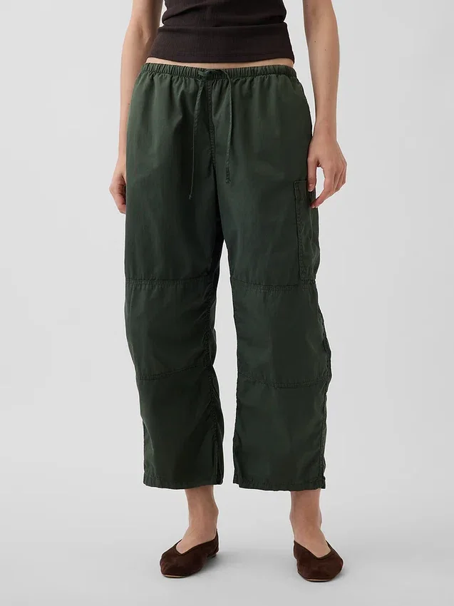 Pantaloni utility a gamba a botte in twill a vita media