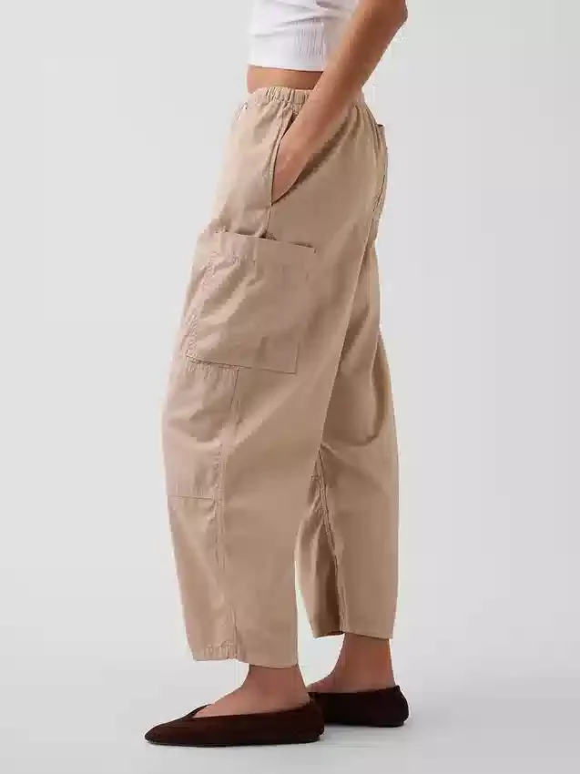 Pantaloni utility a gamba a botte in twill a vita media