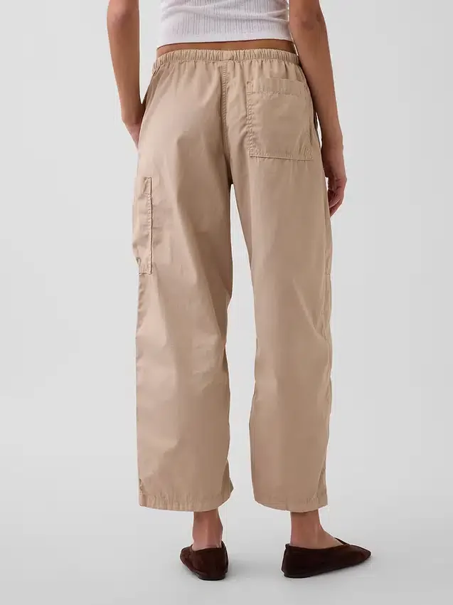 Pantaloni utility a gamba a botte in twill a vita media