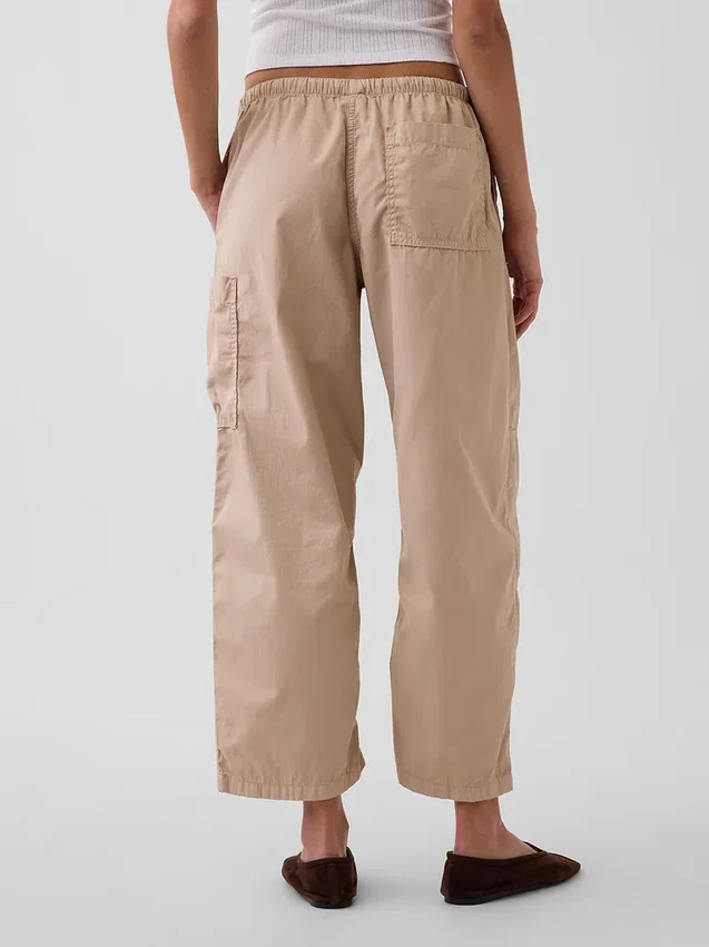 Pantaloni utility a gamba a botte in twill a vita media