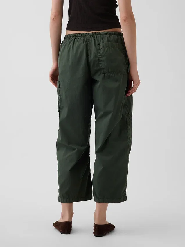 Pantaloni utility a gamba a botte in twill a vita media