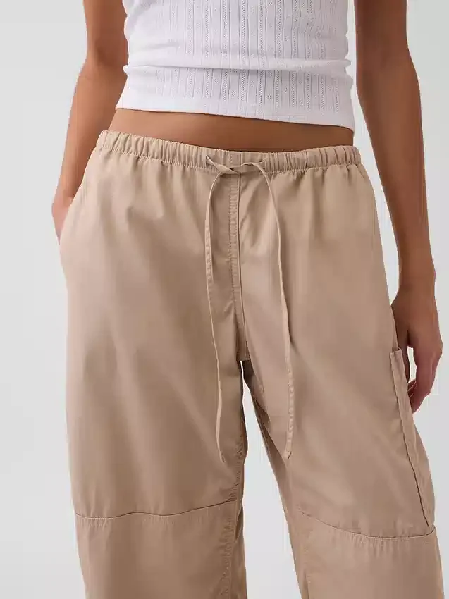 Pantaloni utility a gamba a botte in twill a vita media