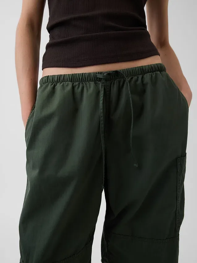 Pantaloni utility a gamba a botte in twill a vita media