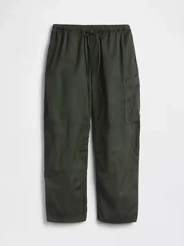 Pantaloni utility a gamba a botte in twill a vita media