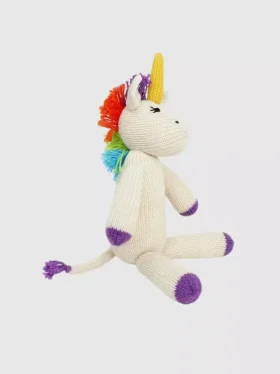 Peluche a forma di unicorno lavorato a maglia