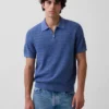 Polo in maglia testurizzata con zip
