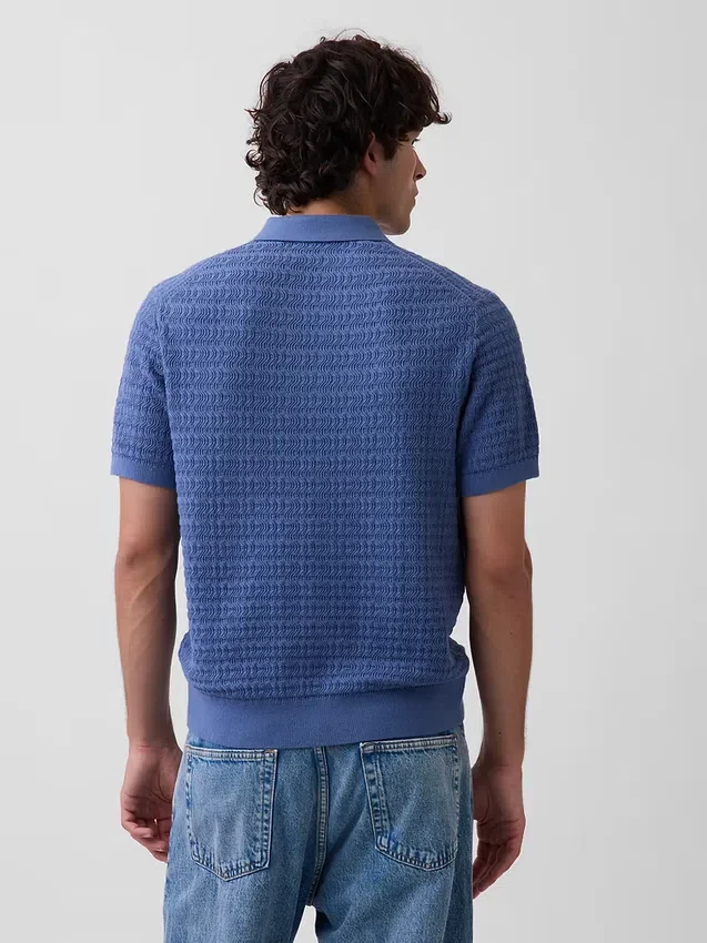 Polo in maglia testurizzata con zip