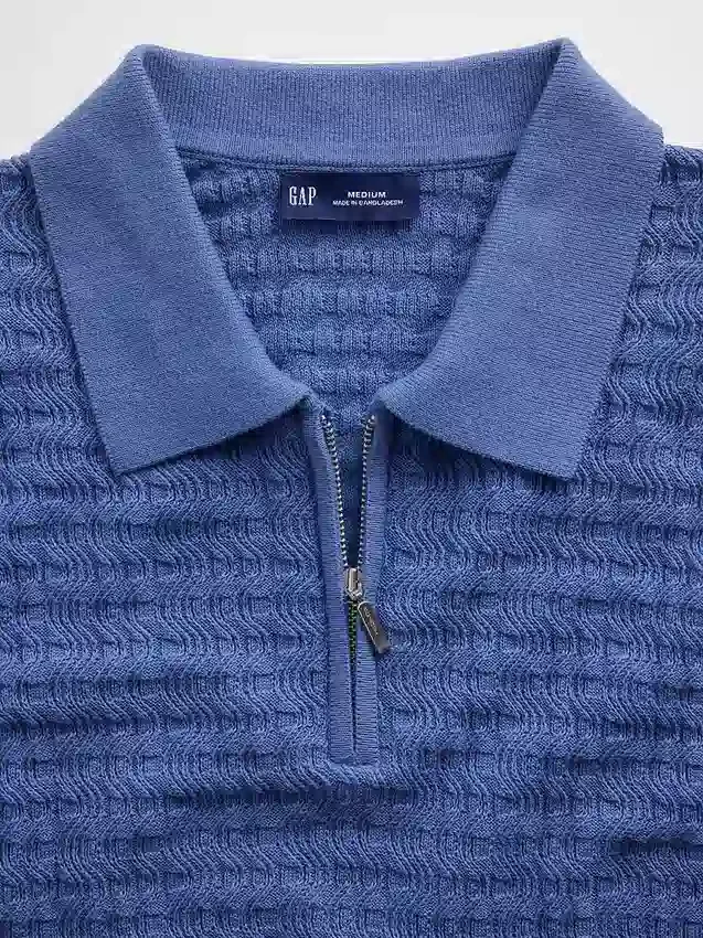 Polo in maglia testurizzata con zip