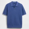 Polo in maglia testurizzata con zip