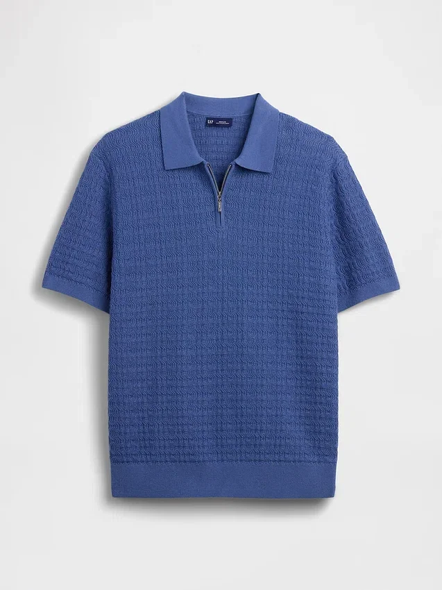 Polo in maglia testurizzata con zip