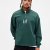 Pullover oversize pesante con logo e chiusura a un quarto di zip