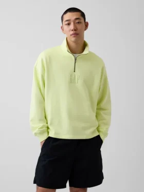 Pullover oversize pesante con logo e chiusura a un quarto di zip