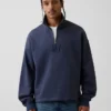 Pullover oversize pesante con logo e chiusura a un quarto di zip