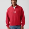 Pullover oversize pesante con logo e chiusura a un quarto di zip