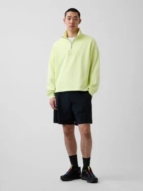 Pullover oversize pesante con logo e chiusura a un quarto di zip