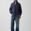 Pullover oversize pesante con logo e chiusura a un quarto di zip