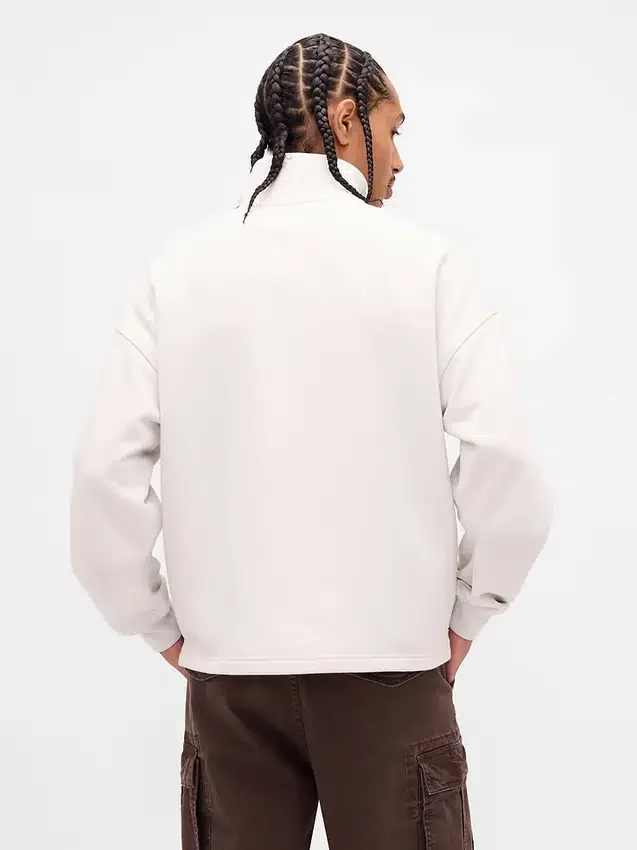 Pullover oversize pesante con logo e chiusura a un quarto di zip