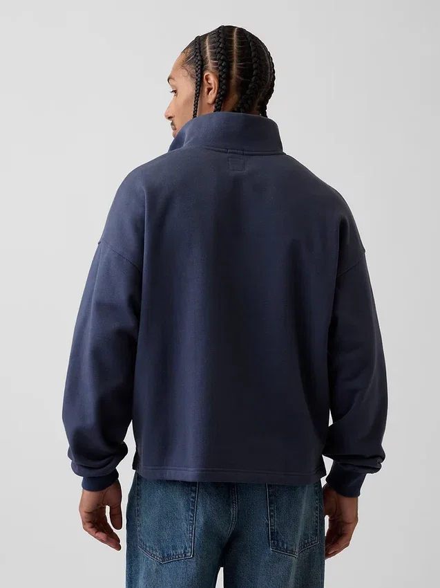 Pullover oversize pesante con logo e chiusura a un quarto di zip