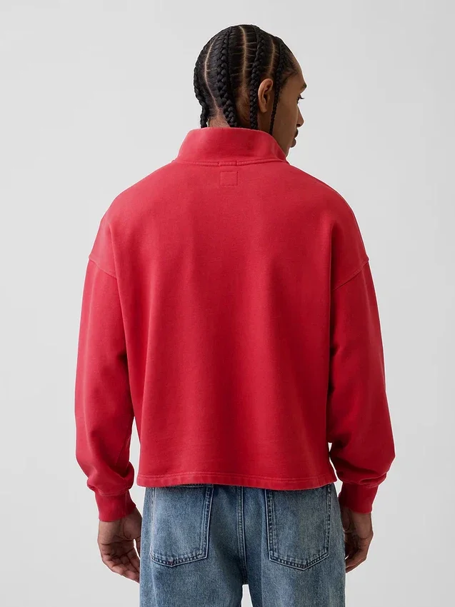 Pullover oversize pesante con logo e chiusura a un quarto di zip