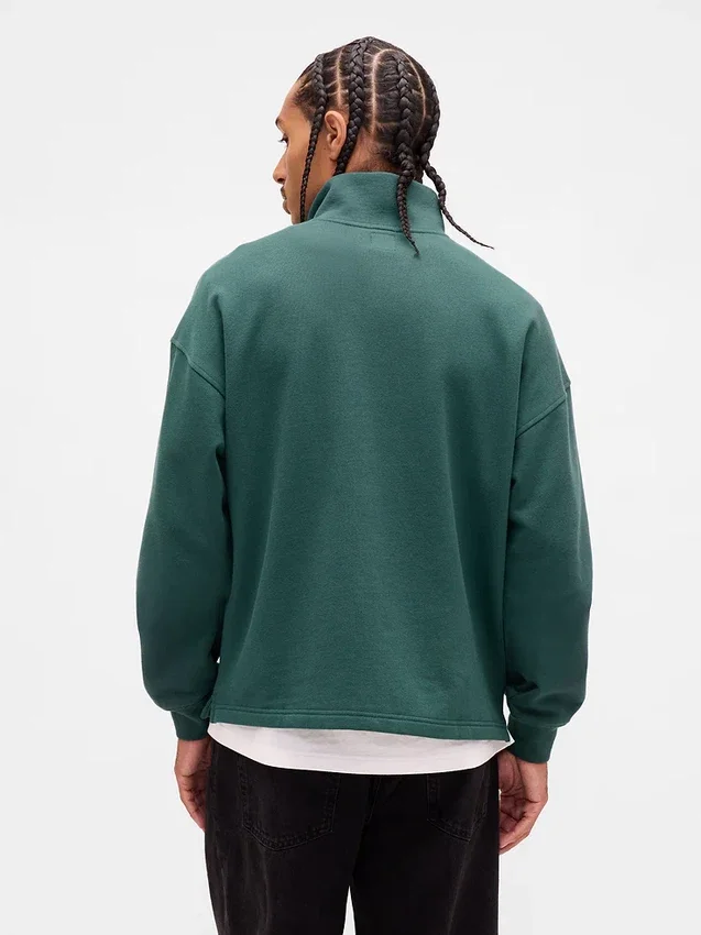 Pullover oversize pesante con logo e chiusura a un quarto di zip