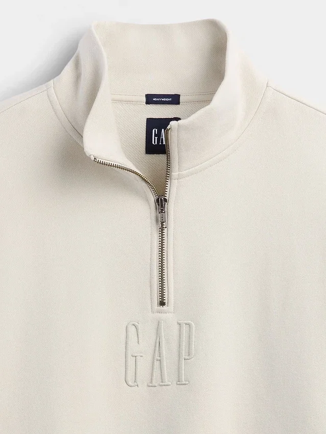 Pullover oversize pesante con logo e chiusura a un quarto di zip