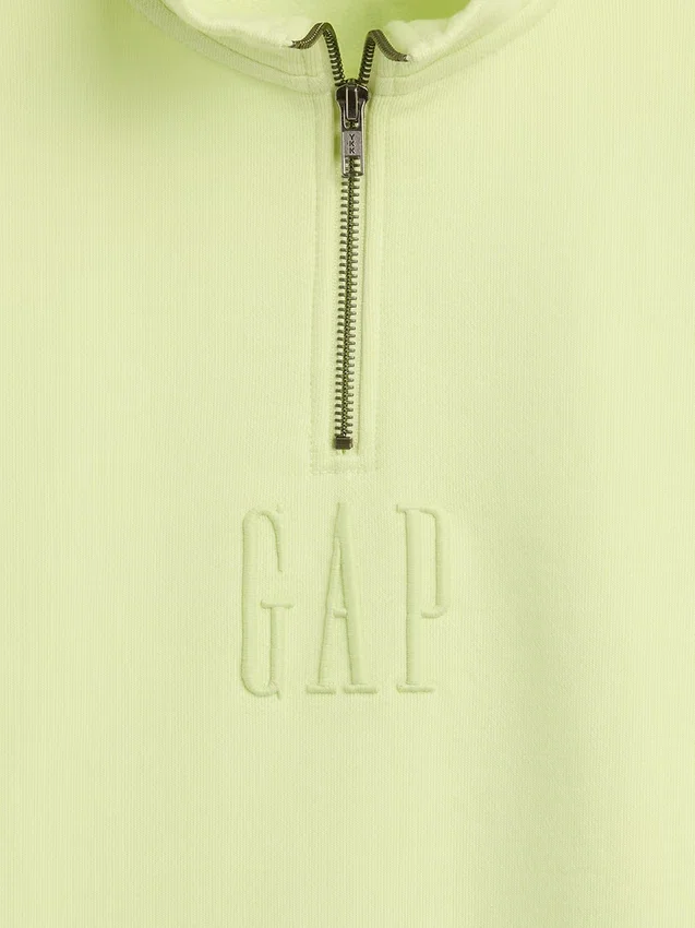 Pullover oversize pesante con logo e chiusura a un quarto di zip