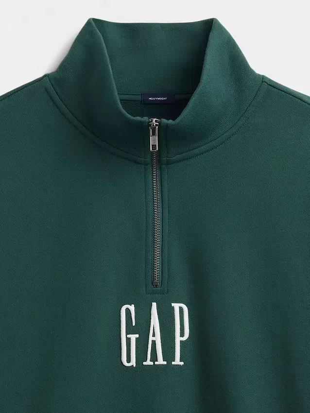 Pullover oversize pesante con logo e chiusura a un quarto di zip