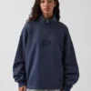 Pullover oversize pesante con logo e chiusura a un quarto di zip