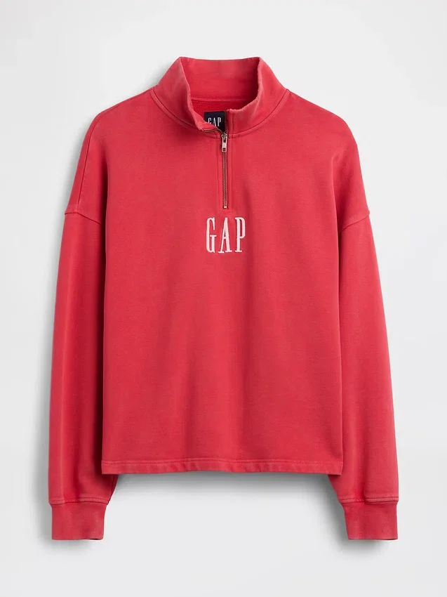 Pullover oversize pesante con logo e chiusura a un quarto di zip