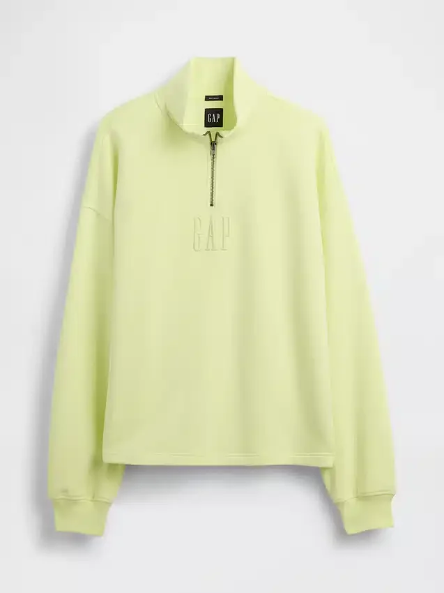 Pullover oversize pesante con logo e chiusura a un quarto di zip
