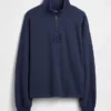Pullover oversize pesante con logo e chiusura a un quarto di zip