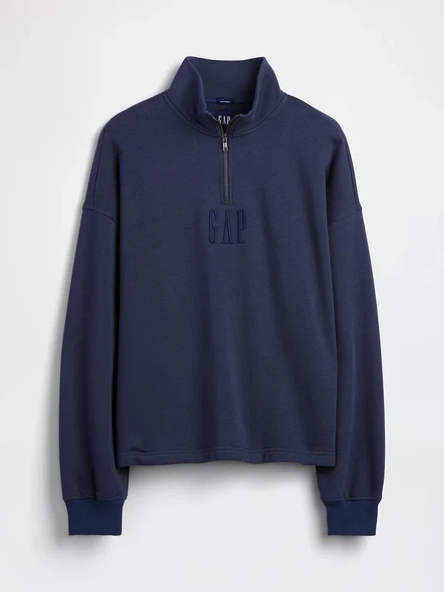 Pullover oversize pesante con logo e chiusura a un quarto di zip