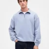 Pullover oversize pesante con zip a un quarto