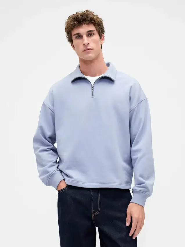 Pullover oversize pesante con zip a un quarto