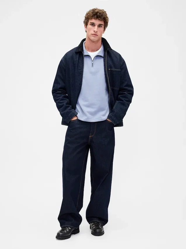 Pullover oversize pesante con zip a un quarto
