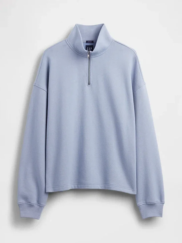 Pullover oversize pesante con zip a un quarto