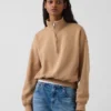 Pullover oversize Vintagesoft con mezza zip e scollo a V