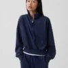 Pullover oversize Vintagesoft con mezza zip e scollo a V