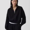 Pullover oversize Vintagesoft con mezza zip e scollo a V
