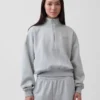 Pullover oversize Vintagesoft con mezza zip e scollo a V