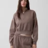 Pullover oversize Vintagesoft con mezza zip e scollo a V
