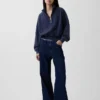 Pullover oversize Vintagesoft con mezza zip e scollo a V