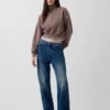Pullover oversize Vintagesoft con mezza zip e scollo a V