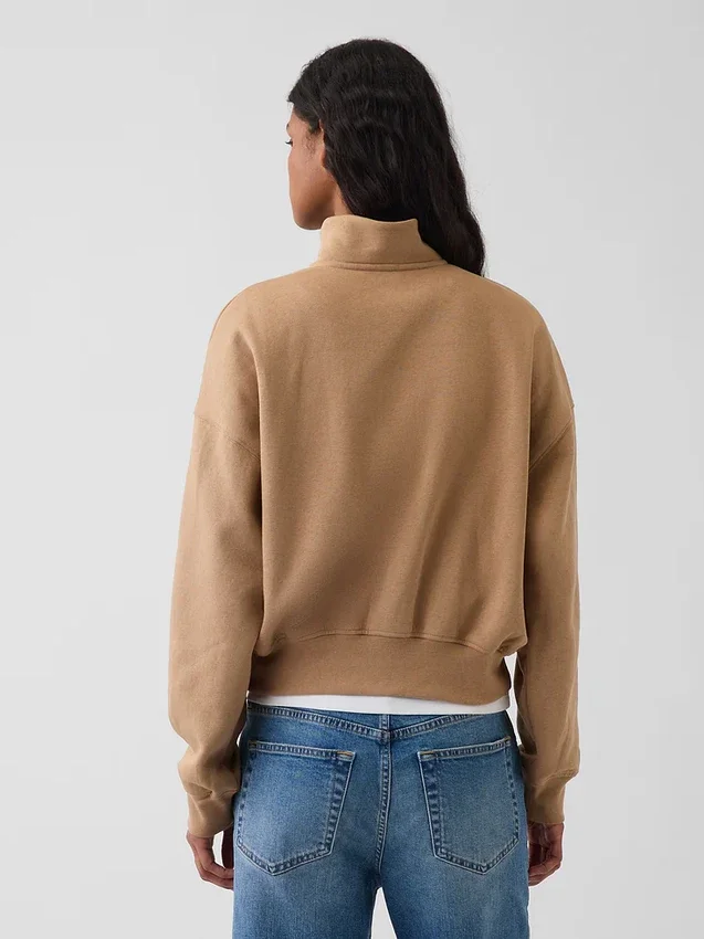 Pullover oversize Vintagesoft con mezza zip e scollo a V