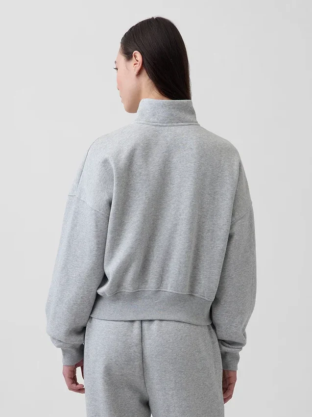Pullover oversize Vintagesoft con mezza zip e scollo a V