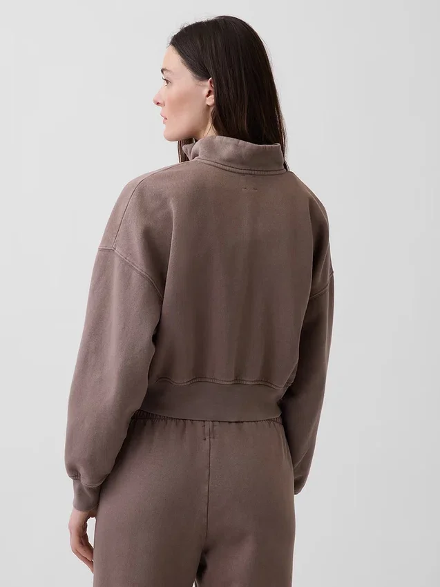 Pullover oversize Vintagesoft con mezza zip e scollo a V