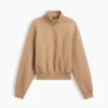 Pullover oversize Vintagesoft con mezza zip e scollo a V