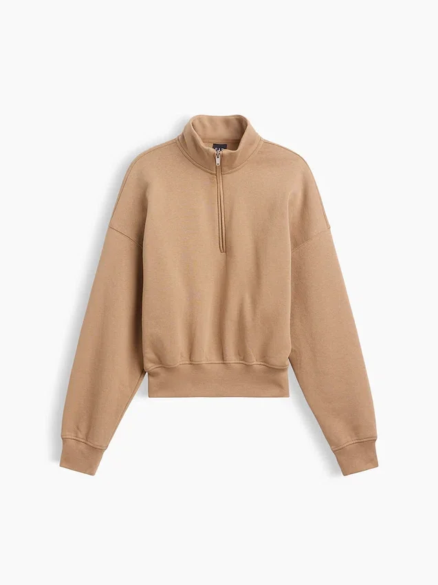 Pullover oversize Vintagesoft con mezza zip e scollo a V